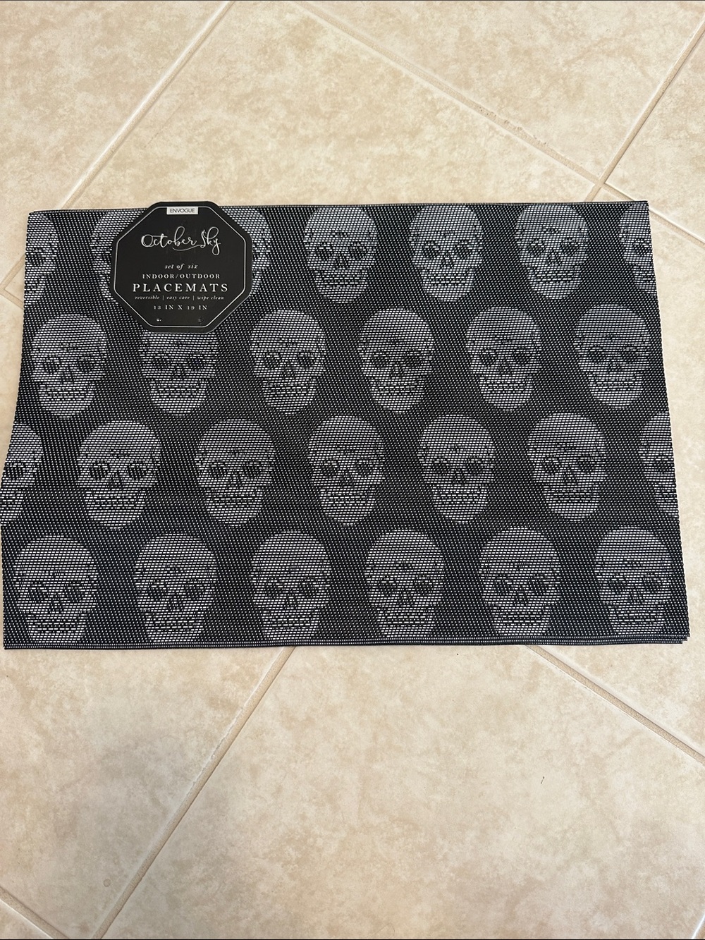 Black Skull Placemat - Set of 6